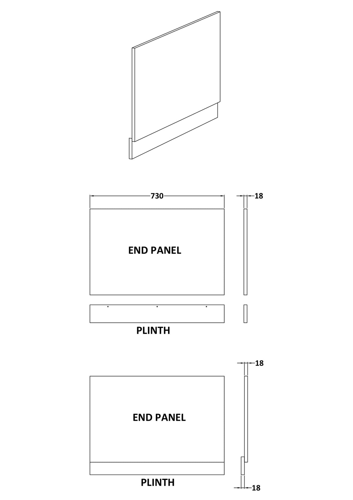 Halite 750mm Matt Grey Waterproof End Bath Panel