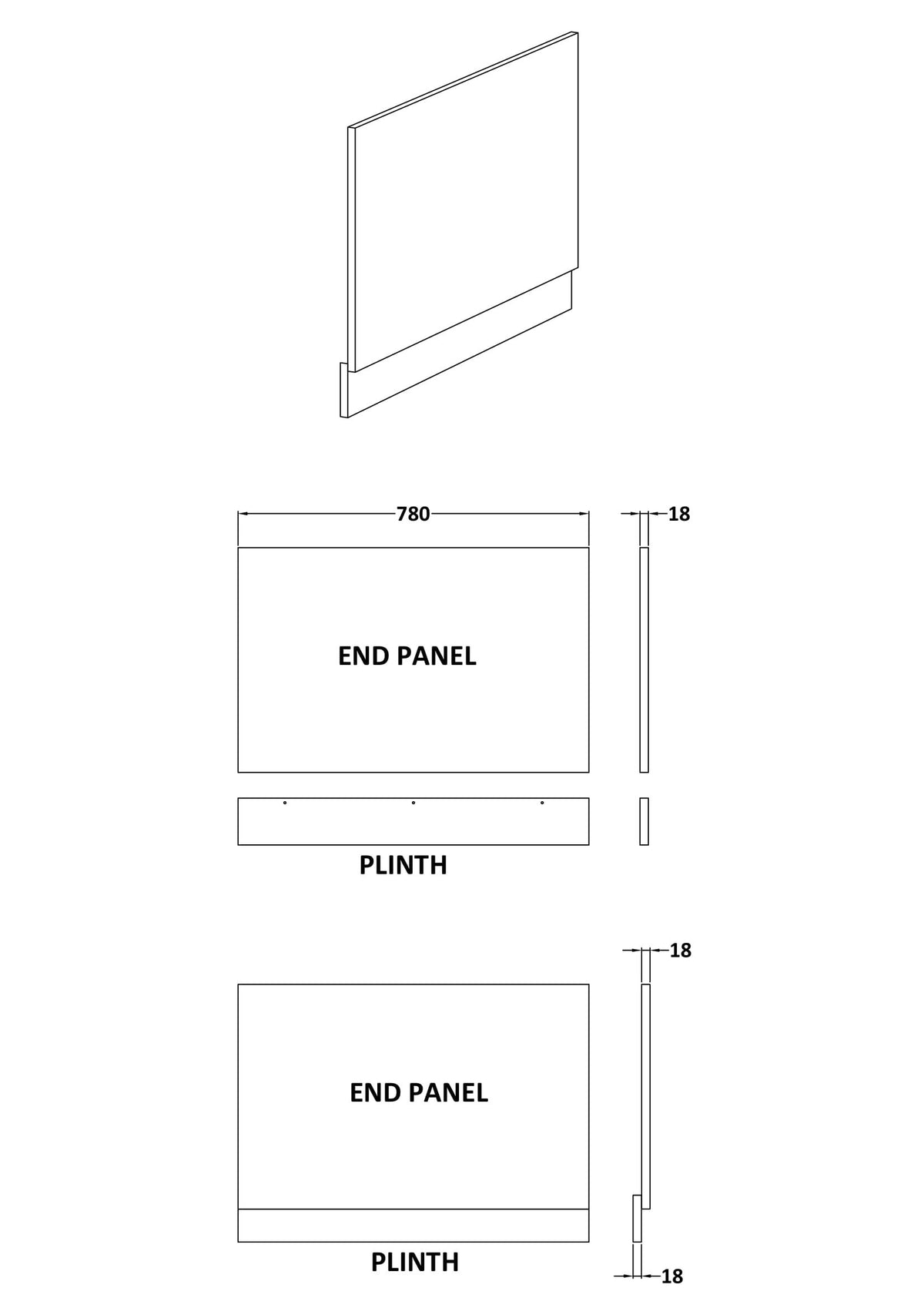 Modern Splash 800mm Matt Grey Waterproof End Bath Panel
