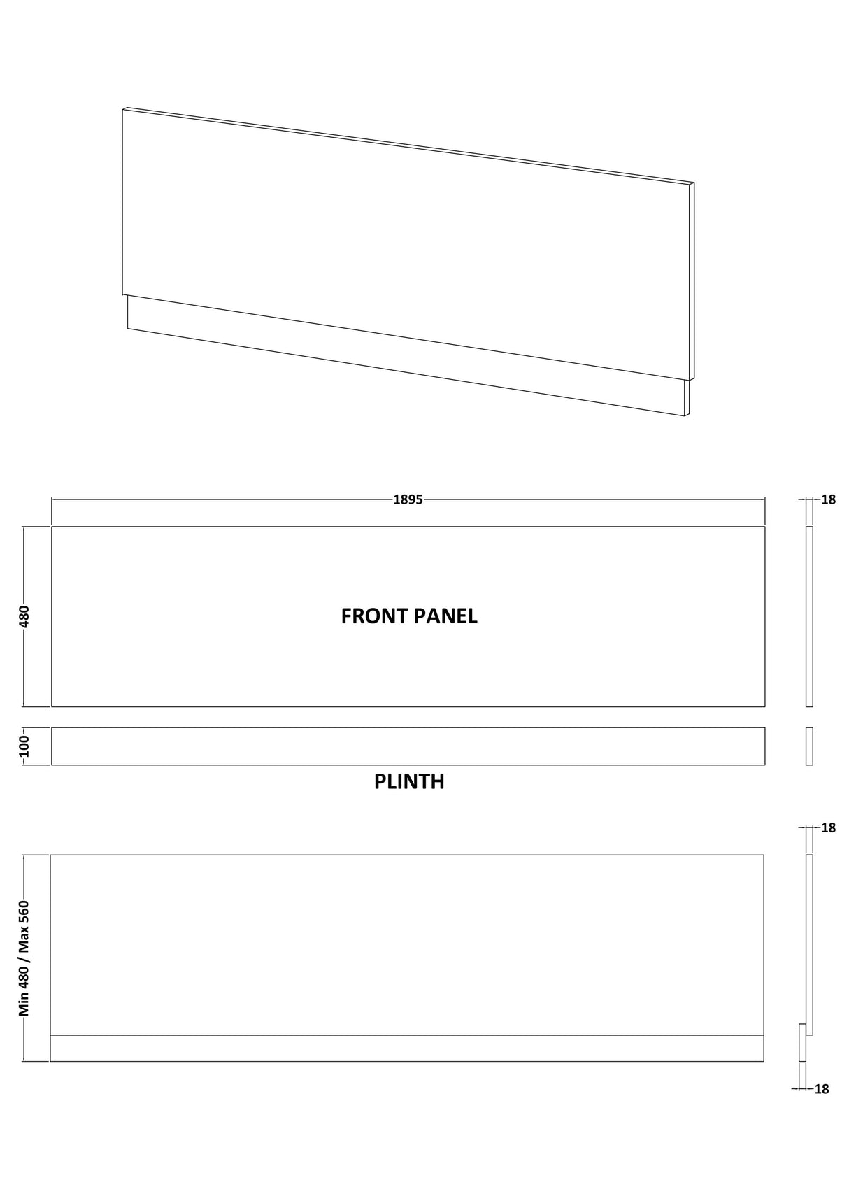 Modern Splash 1900mm White Gloss Waterproof Front Bath Panel