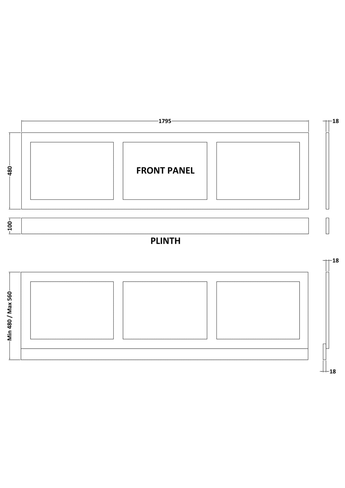 Modern Splash 1800mm Shaker Style Waterproof Front Bath Panel