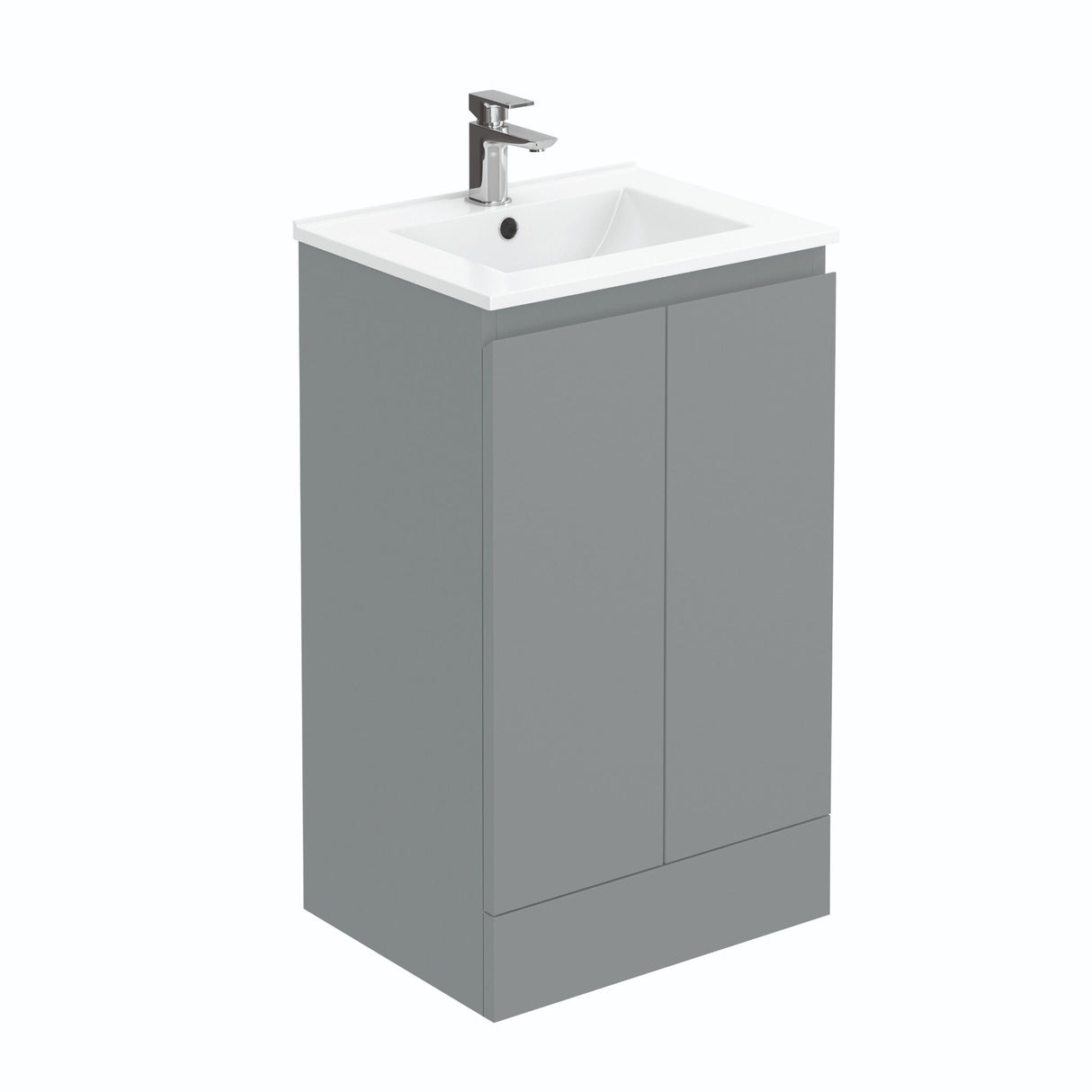 Halite 500mm Matt Grey 2 Door Floor Standing Vanity Unit With 1 Tap Hole Basin