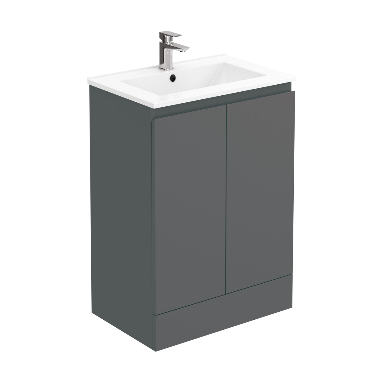 Halite 600mm Matt Grey 2 Door Floor Standing Unit With 1 Tap Hole Basin