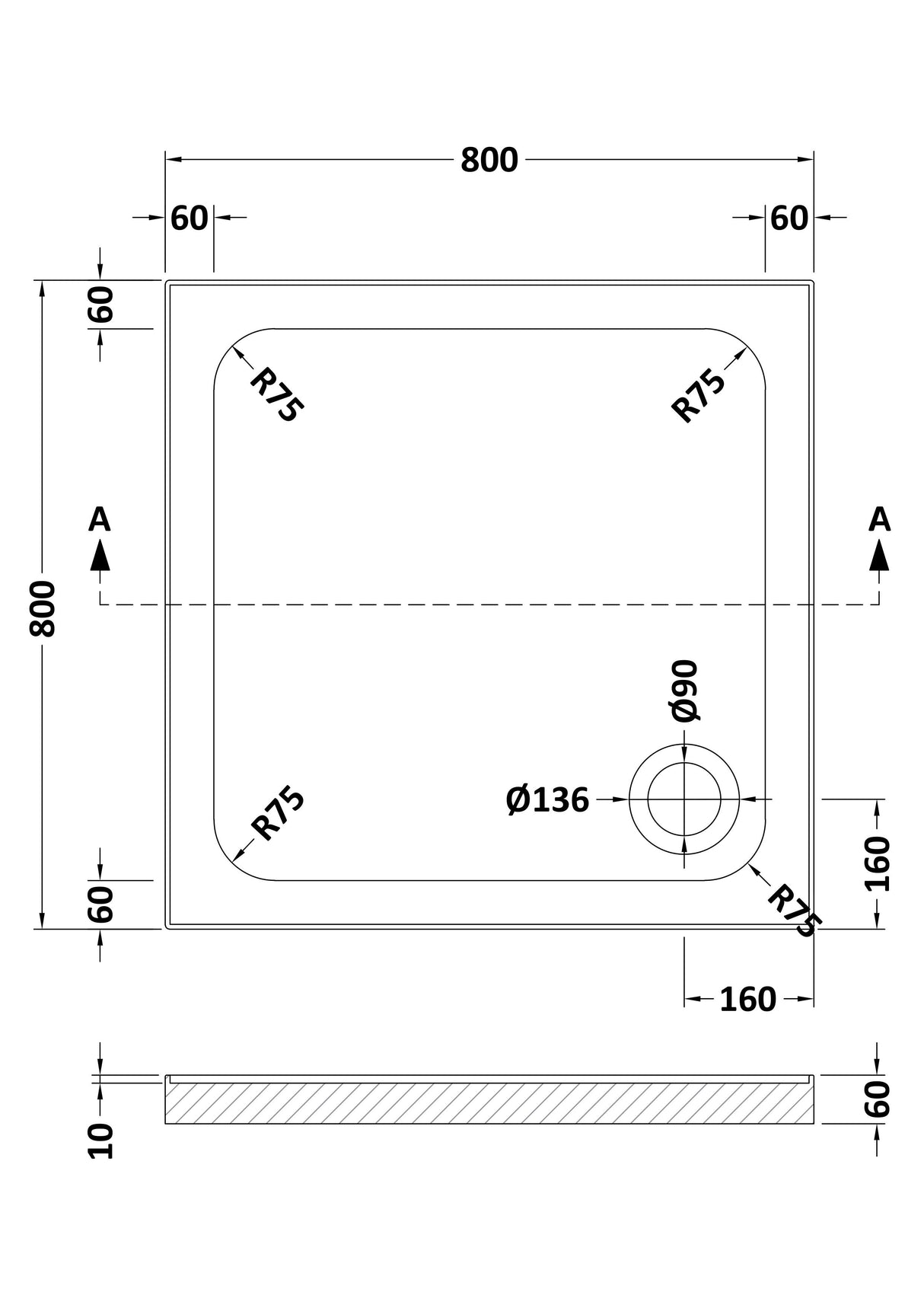 Shower Stone Tray Size