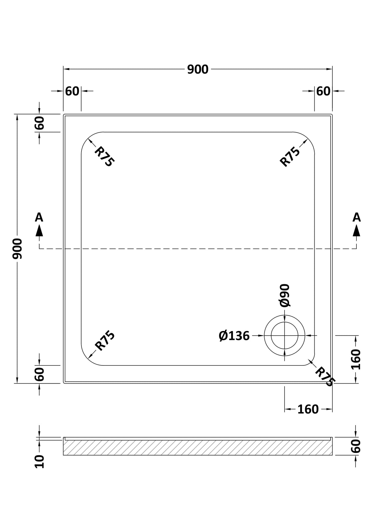 Shower Stone Tray Size