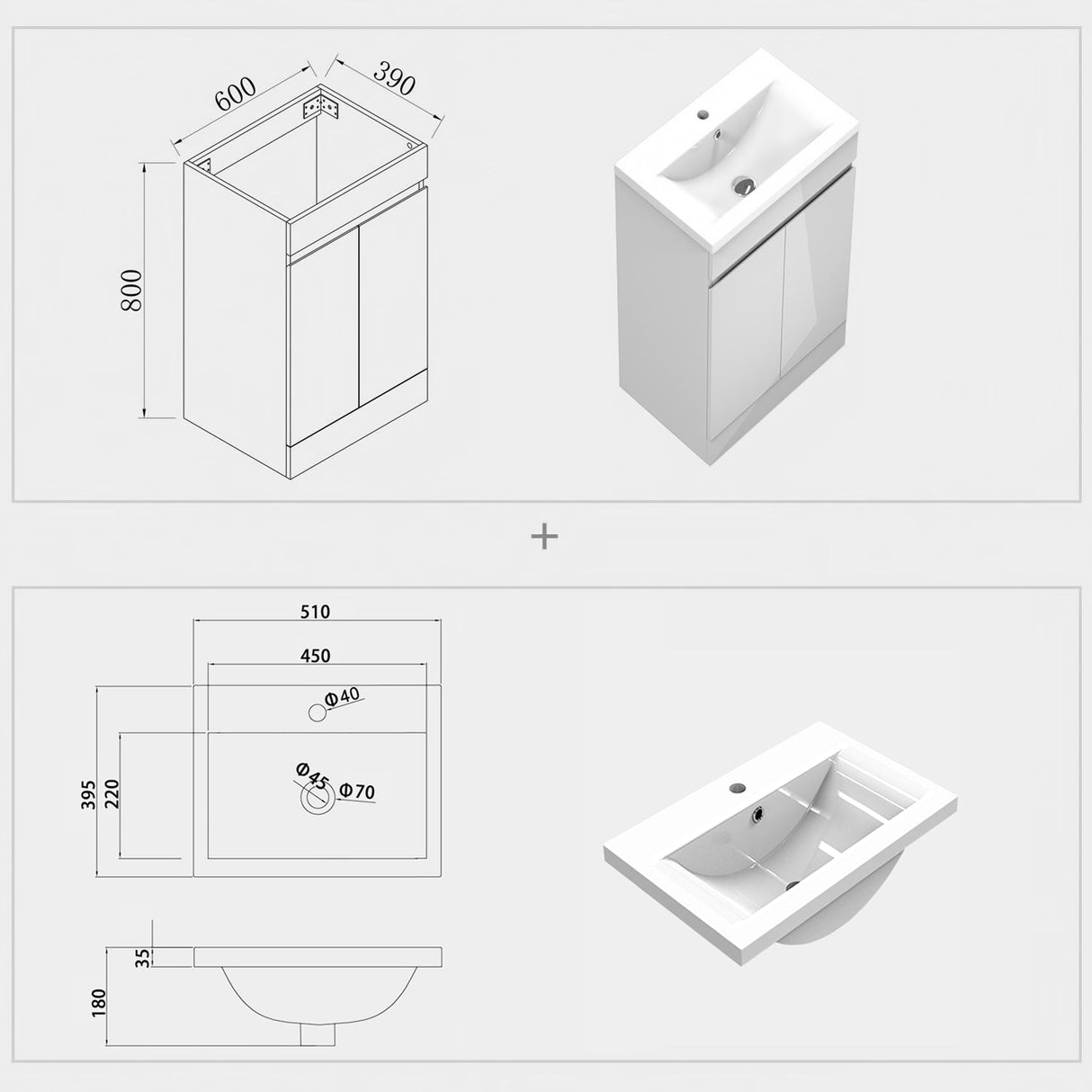 Modern Splash White Vanity Units