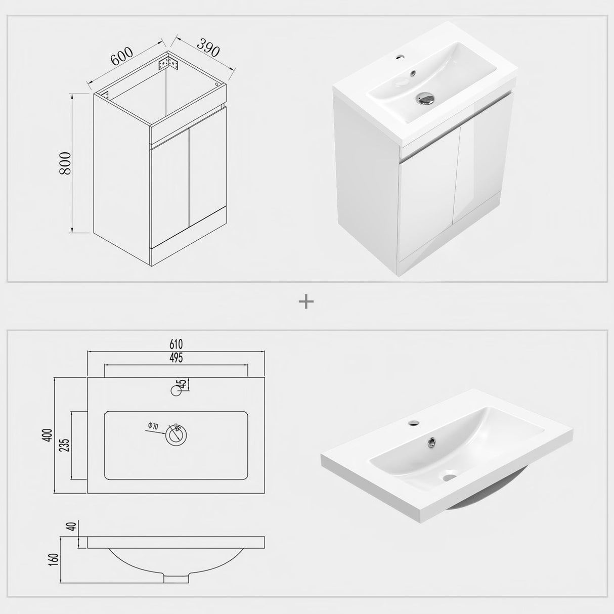 Modern Splash White Vanity Units