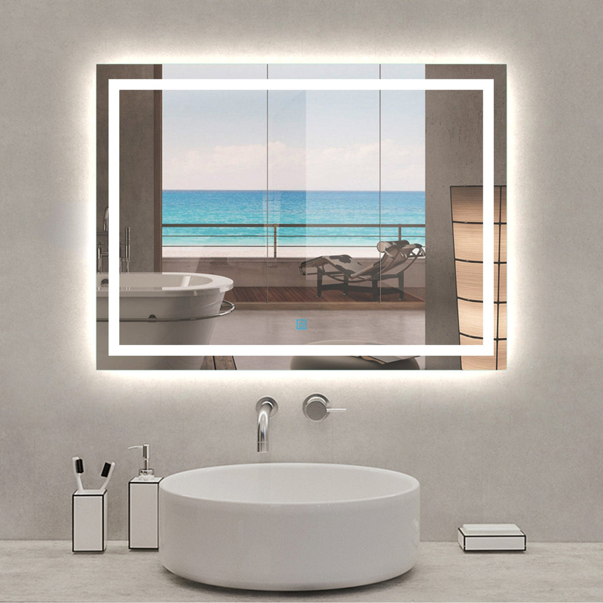 Modern Splash LED Rectangle Mirror