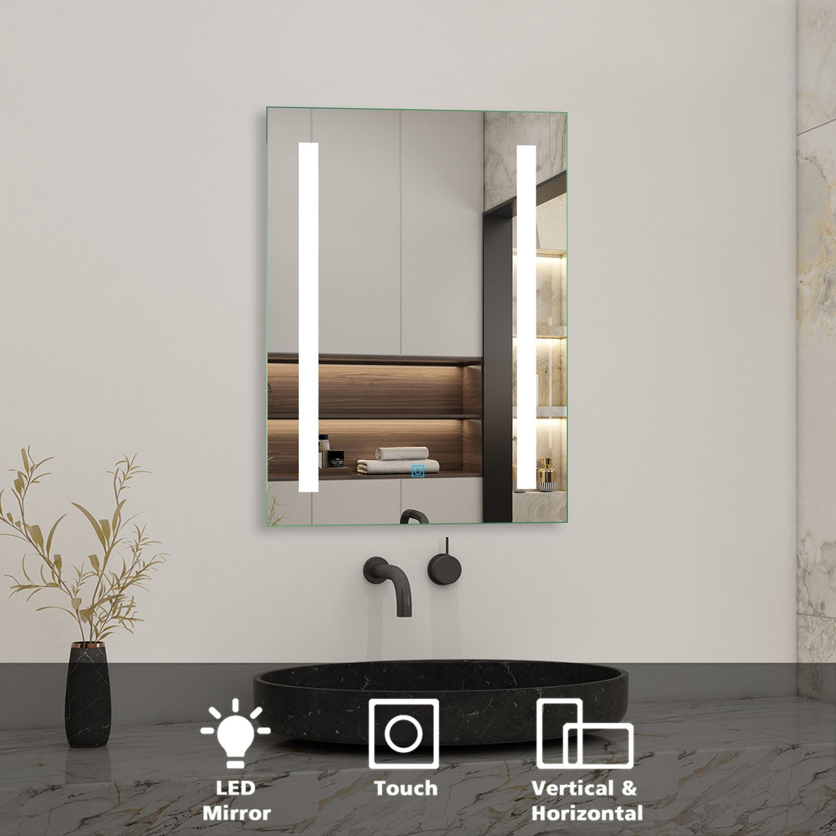 Modern Splash LED Rectangle Mirror