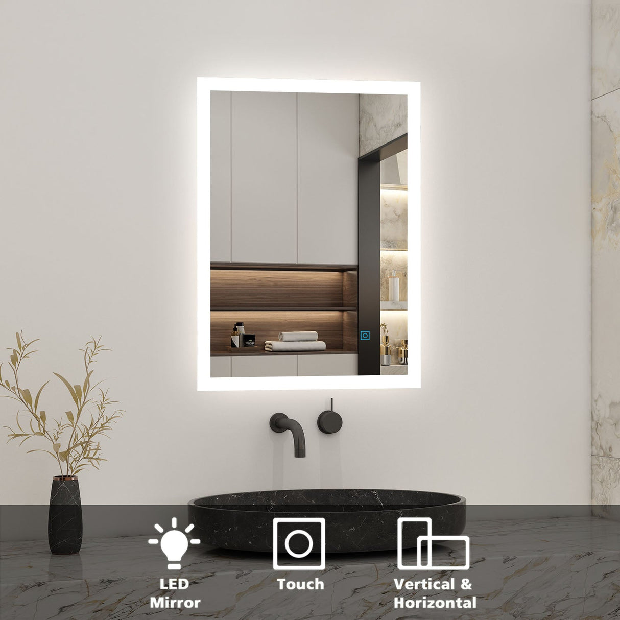 Modern Splash LED Rectangle Mirror