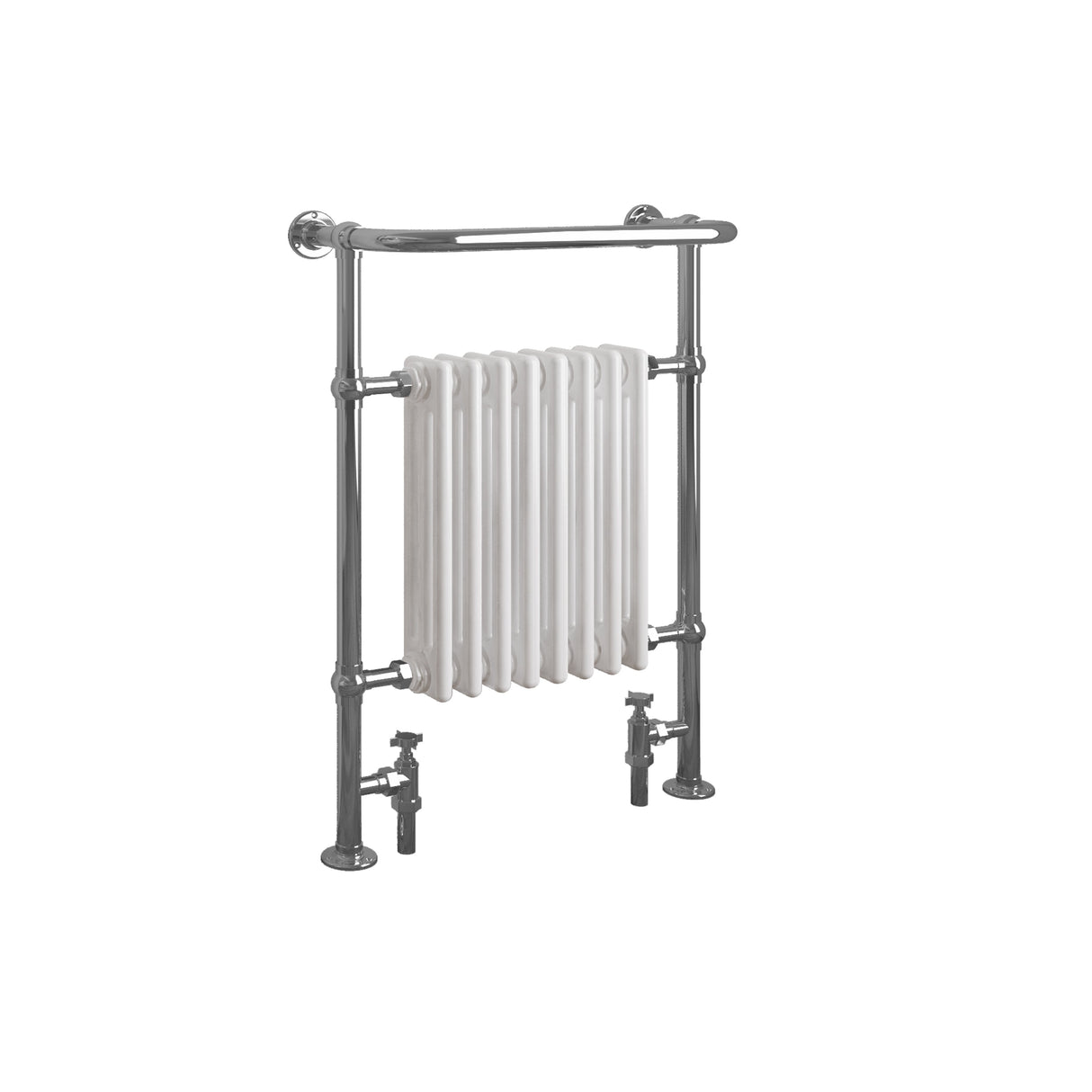 Horizontal Victorian Style Traditional Cast Iron Columns White Vintage Heated Towel Rail Bathroom Radiator