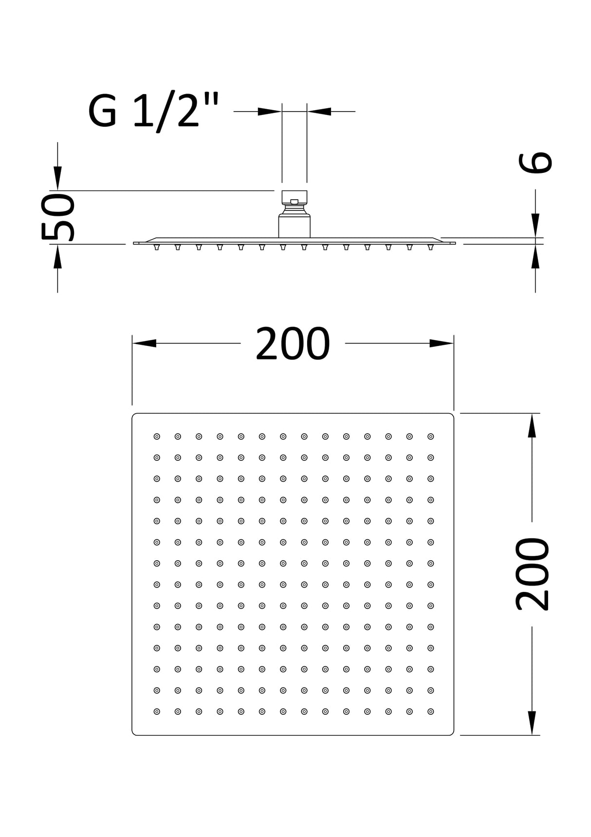 Modern Splash Chrome Fixed Shower Head