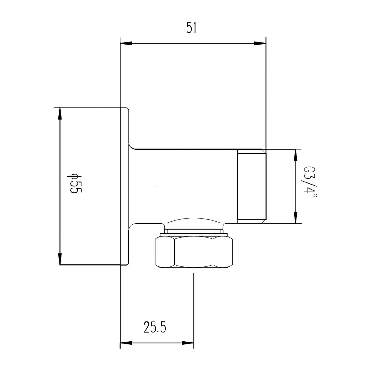 Modern Splash Chrome Backplate Elbow Unions for use with Bar Shower Valves