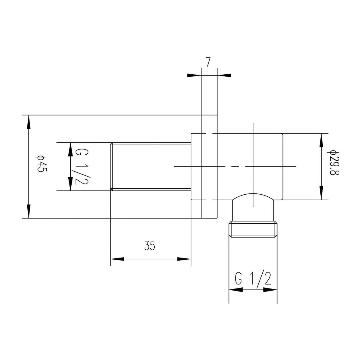 Modern Splash Chrome Shower Outlet Elbow