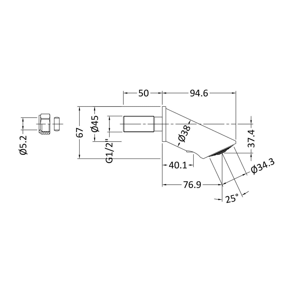 Modern Splash Chrome Commercial Concealed Shower Valve With Fixed Head