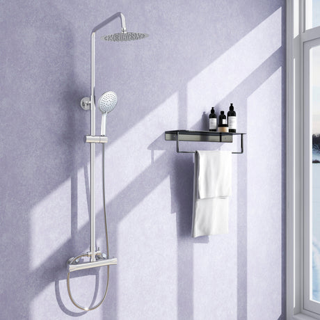 Modern Splash round silver shower set-H-09B