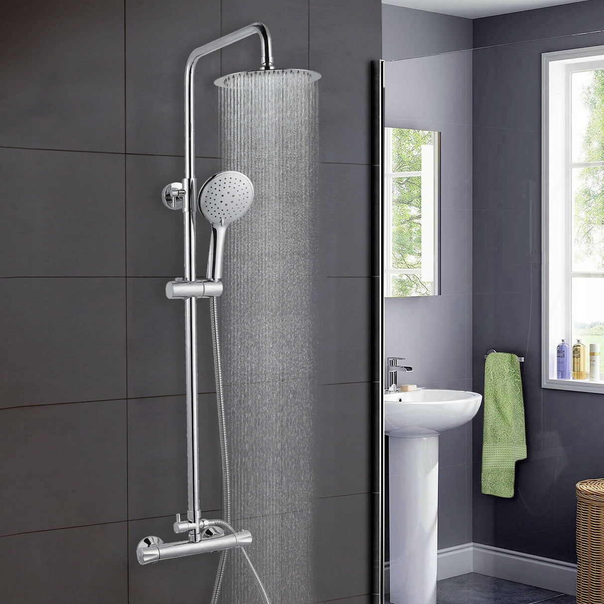 Modern Splash Chrome Thermostatic Shower Set