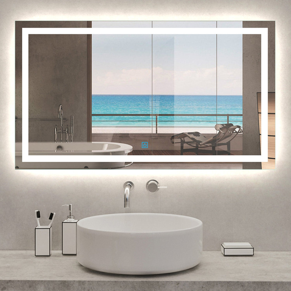 Modern Splash LED Rectangle Mirror