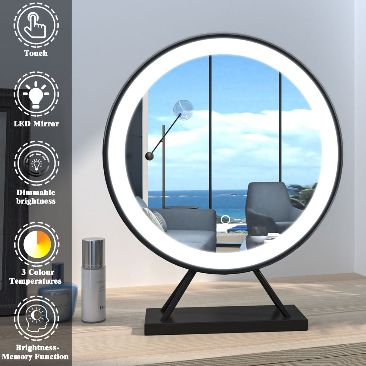 Modern Splash Round LED Mirror-BM-HZ40H-FS