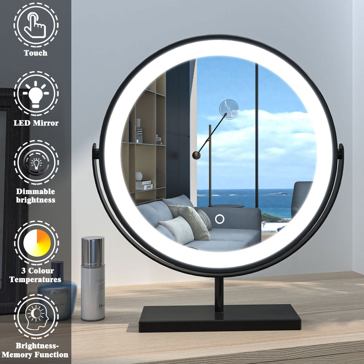Modern Splash Round LED Mirror