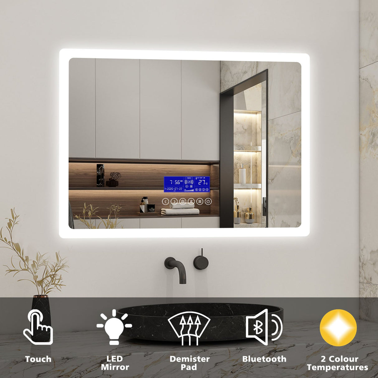 Modern Splash LED Rectangle Mirror-BM-HD1502B