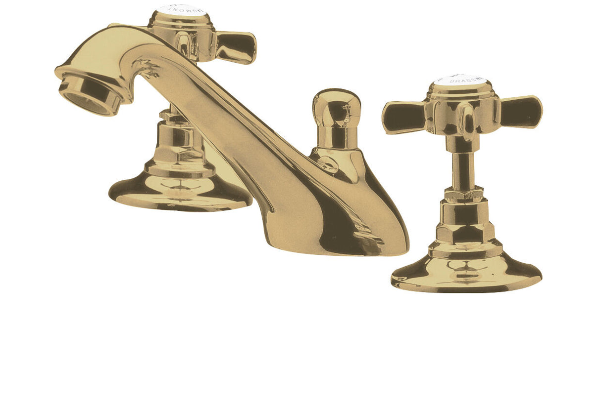 Modern Splash Alderton 3 Tap Hole Brushed Brass Basin Mixer With Waste