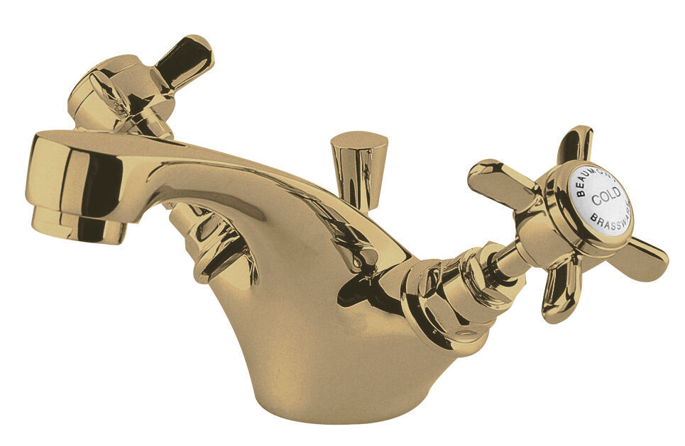 Modern Splash Alderton Brushed Brass Mono Basin Mixer With Pop Up Waste