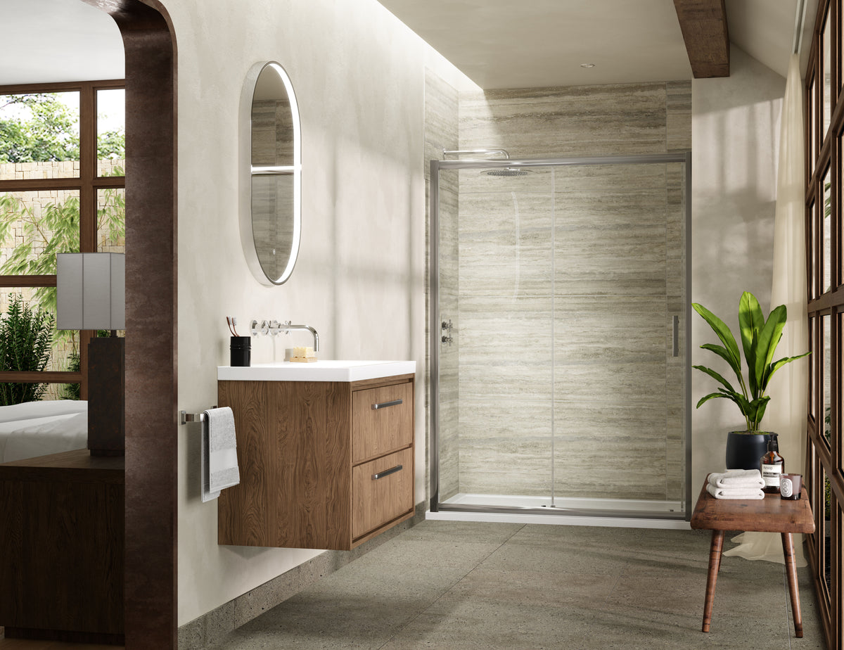 Modern Splash Pacific 1700mm Chrome Sliding Shower Door - Square T Shape Handle