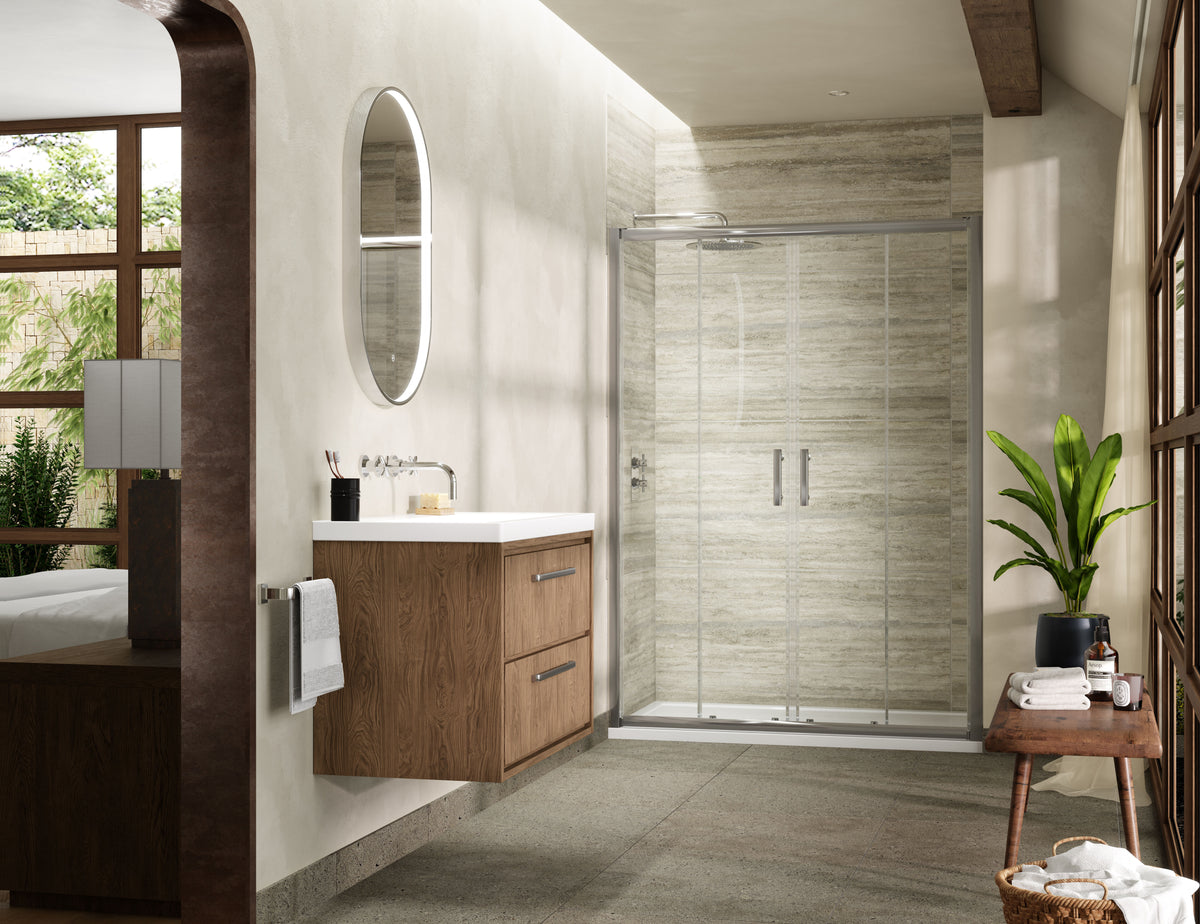 Modern Splash Pacific 1700mm Chrome Double Sliding Shower Door - Square T Shape Handle