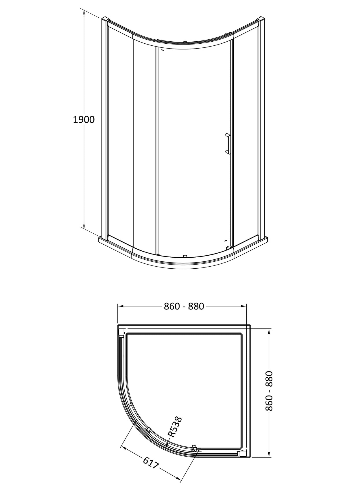 Modern Splash 900mm Brushed Brass Single Entry Curved Shower Enclosure