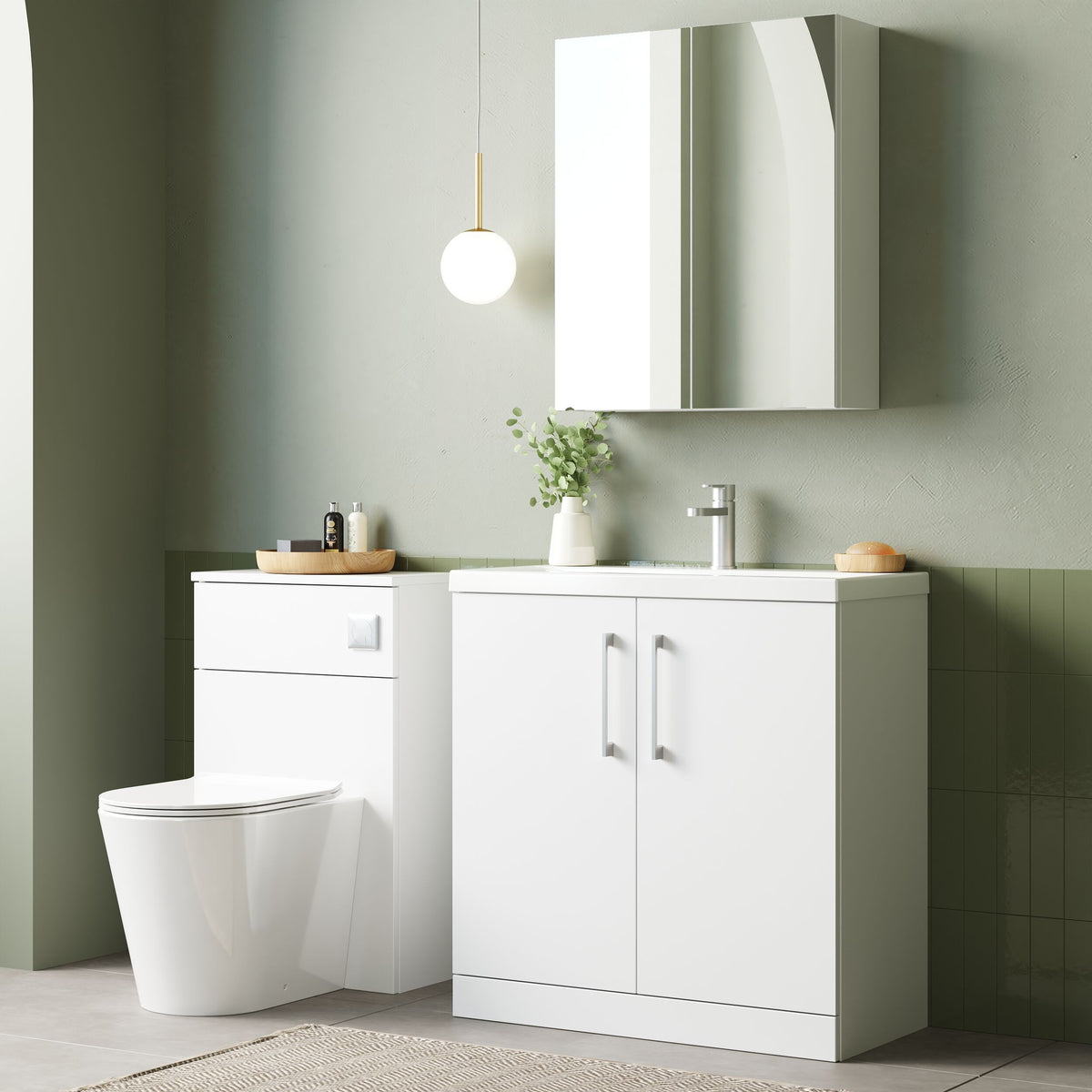 Modern Splash 800mm Gloss White 2 Door Floor Standing Vanity Unit With Mid-Edge Basin