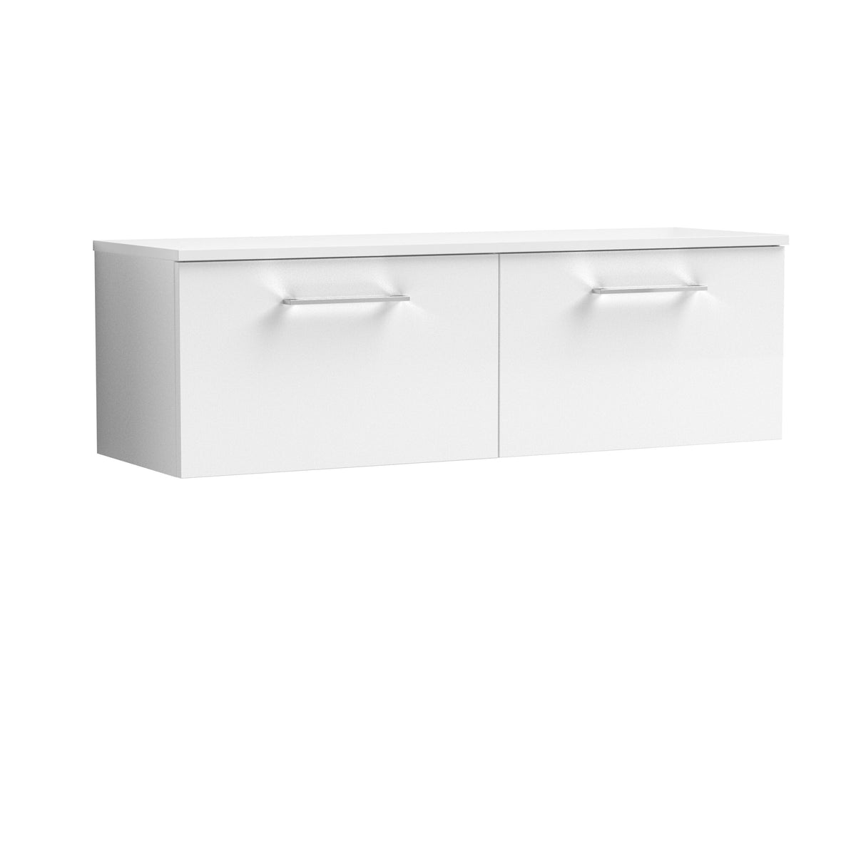 Modern Splash 1200mm Gloss White 2 Drawer Wall Hung Vanity Unit With Co-ordinating Worktop