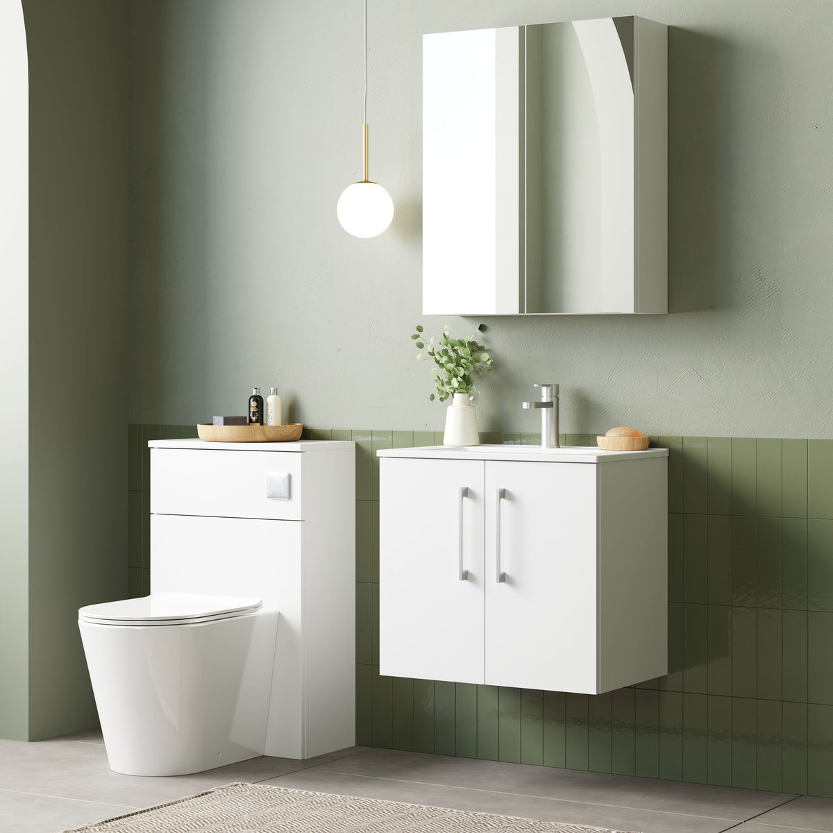 Modern Splash 600mm Gloss White 2 Door Wall Hung Vanity Unit With Minimalist Basin
