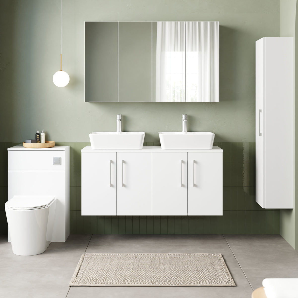 Modern Splash 1200mm Gloss White 2 Door Wall Hung Vanity Unit With Co-ordinating Worktop