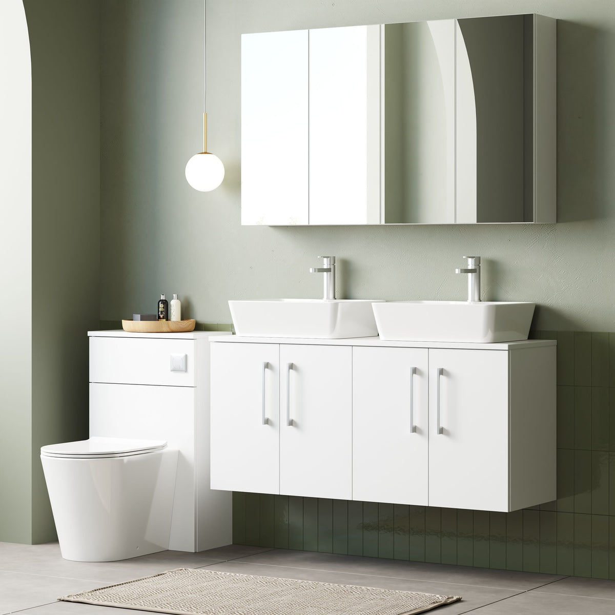 Modern Splash 1200mm Gloss White 2 Door Wall Hung Vanity Unit With Co-ordinating Worktop