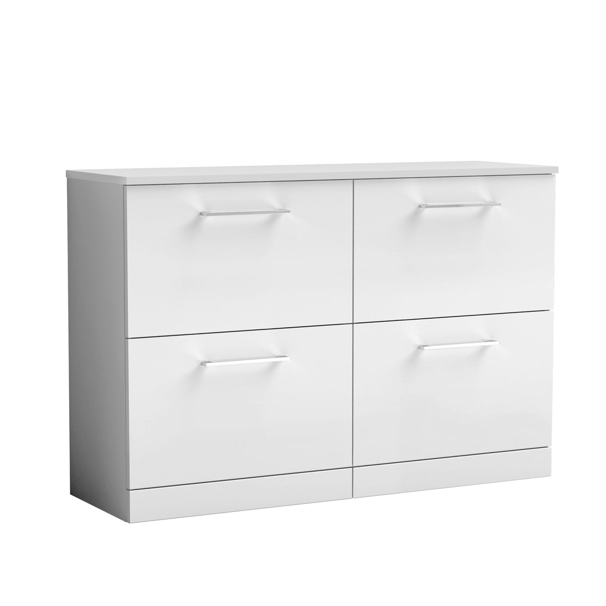 Modern Splash 1200mm Gloss White 4 Drawer Floor Standing Vanity Unit With Co-ordinating Worktop
