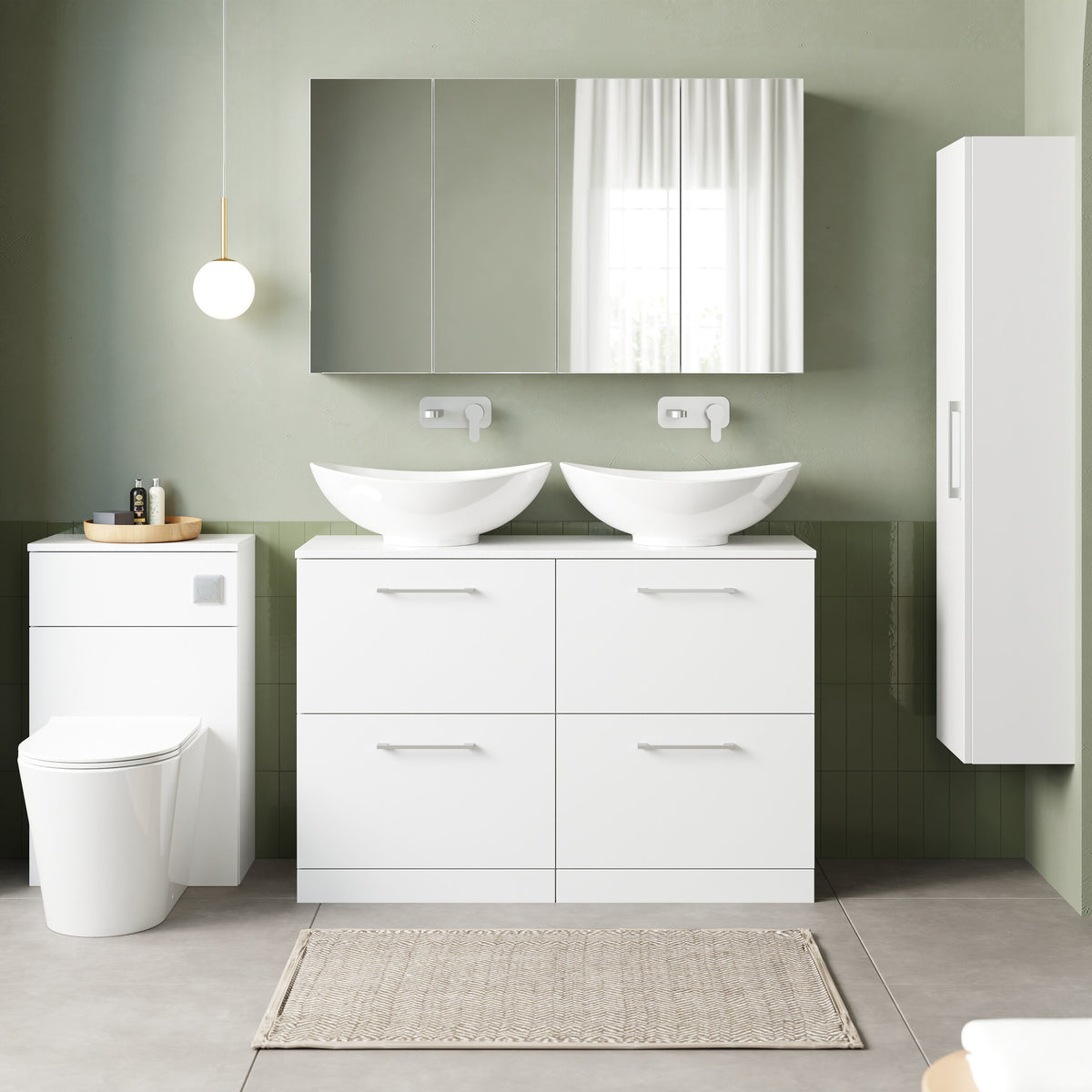 Modern Splash 1200mm Gloss White 4 Drawer Floor Standing Vanity Unit With Co-ordinating Worktop