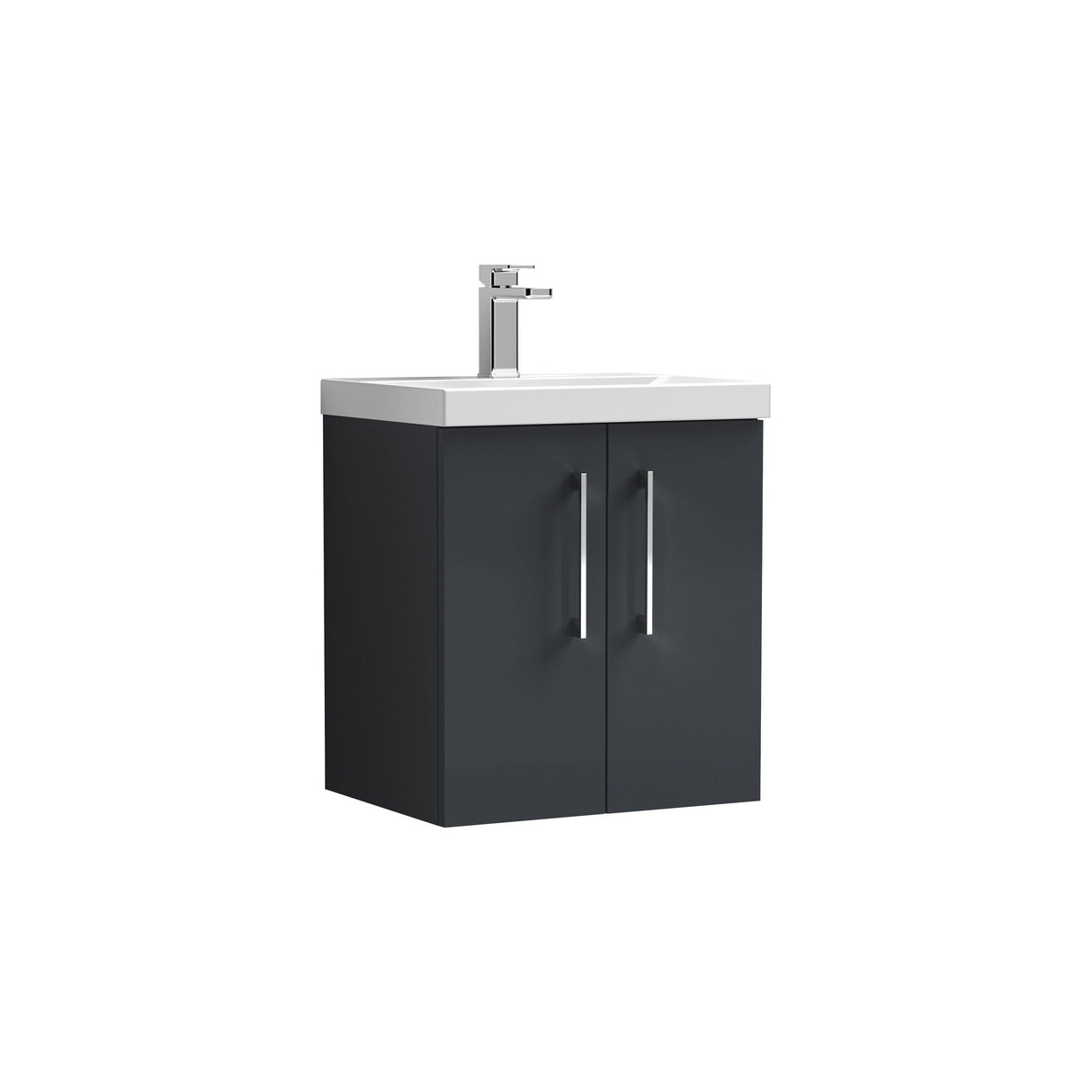 Modern Splash Arno 500mm Soft Black 2 Door Wall Hung Vanity Unit With Mid-Edge Basin