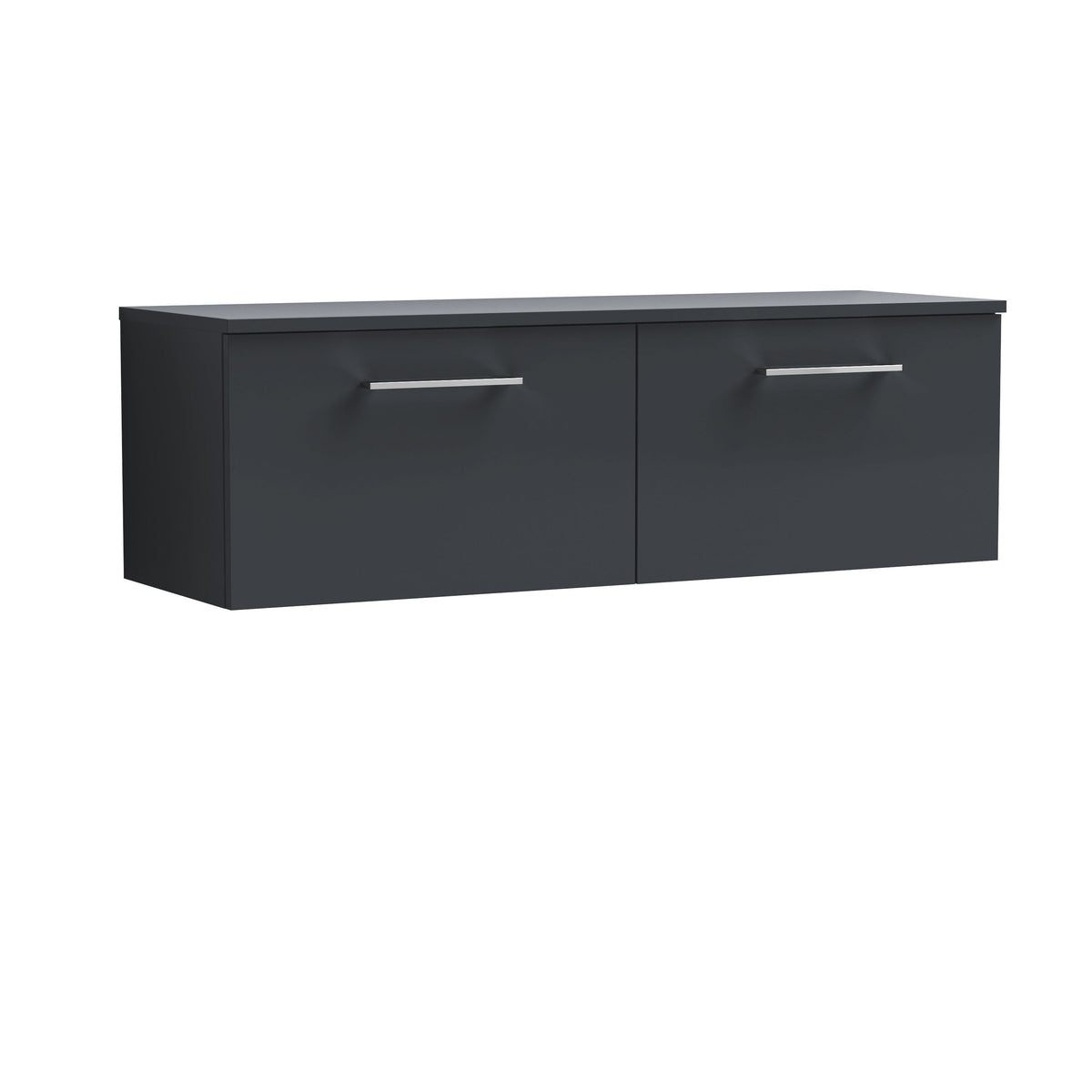 Modern Splash 1200mm Soft Black 2 Drawer Wall Hung Vanity Unit With Co-ordinating Worktop
