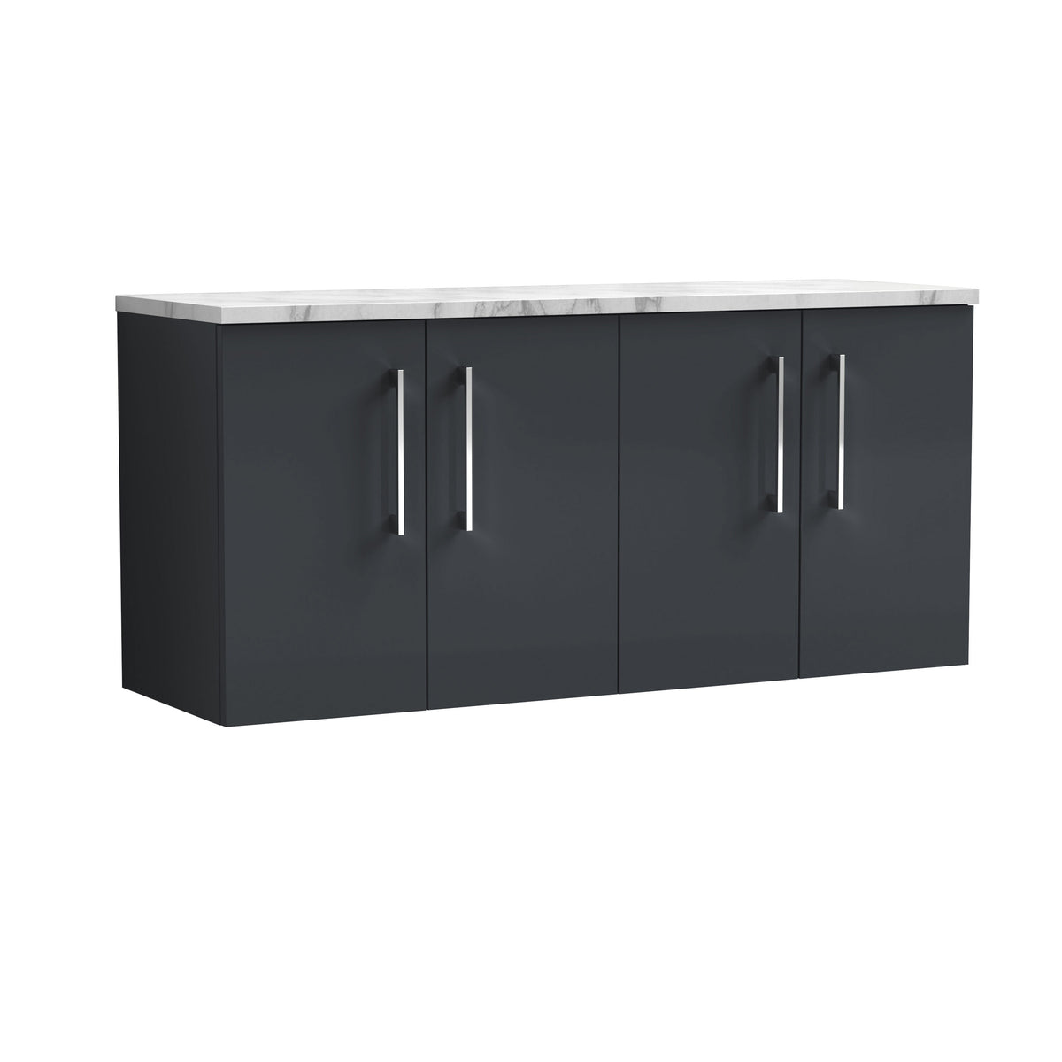 Modern Splash 1200mm Soft Black 2 Door Wall Hung Vanity With Carrara Laminate Worktop