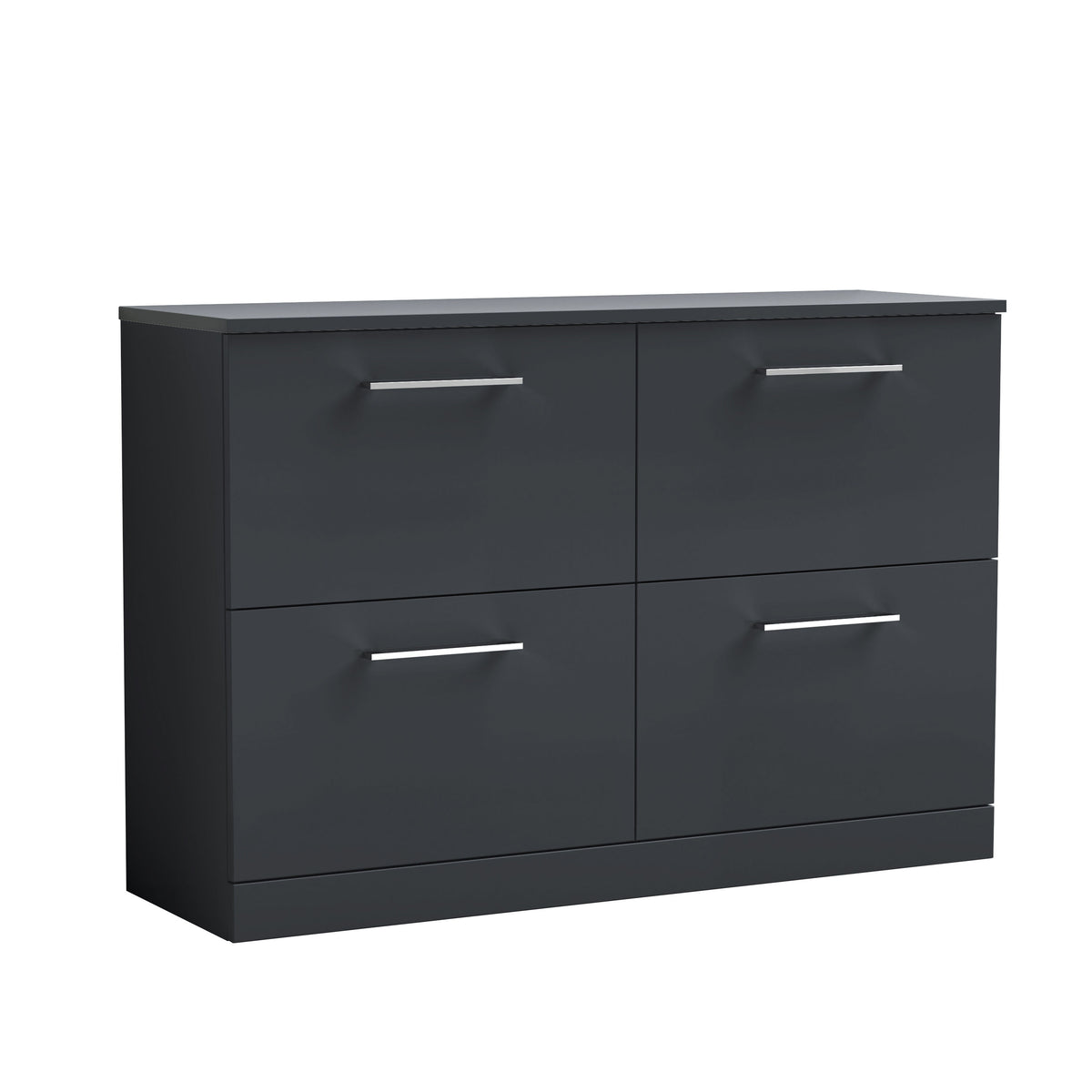 Modern Splash 1200mm Soft Black 4 Drawer Floor Standing Vanity Unit With Co-ordinating Worktop