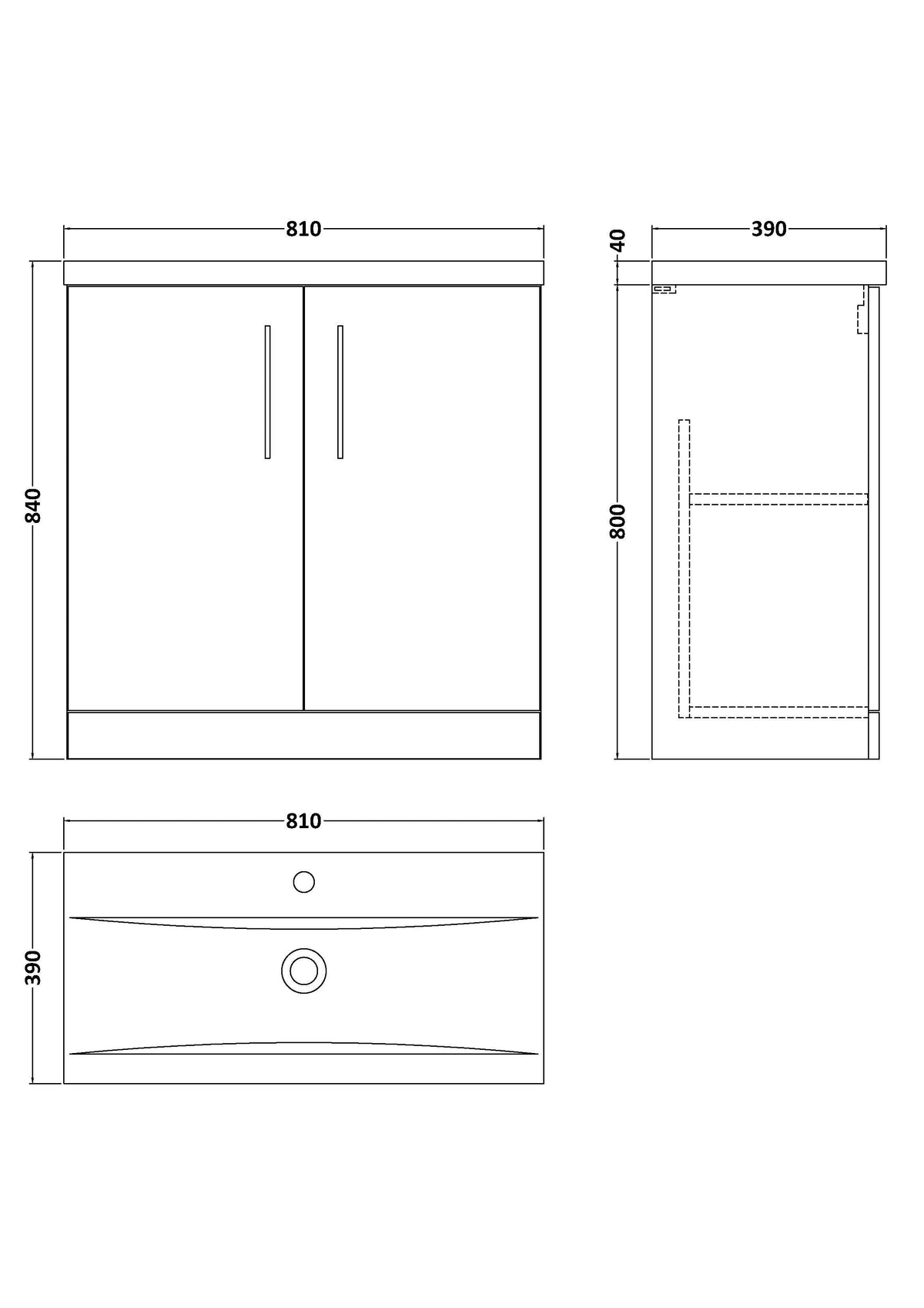 Modern Splash 800mm Satin Grey 2 Door Floor Standing Vanity Unit With Mid-Edge Basin