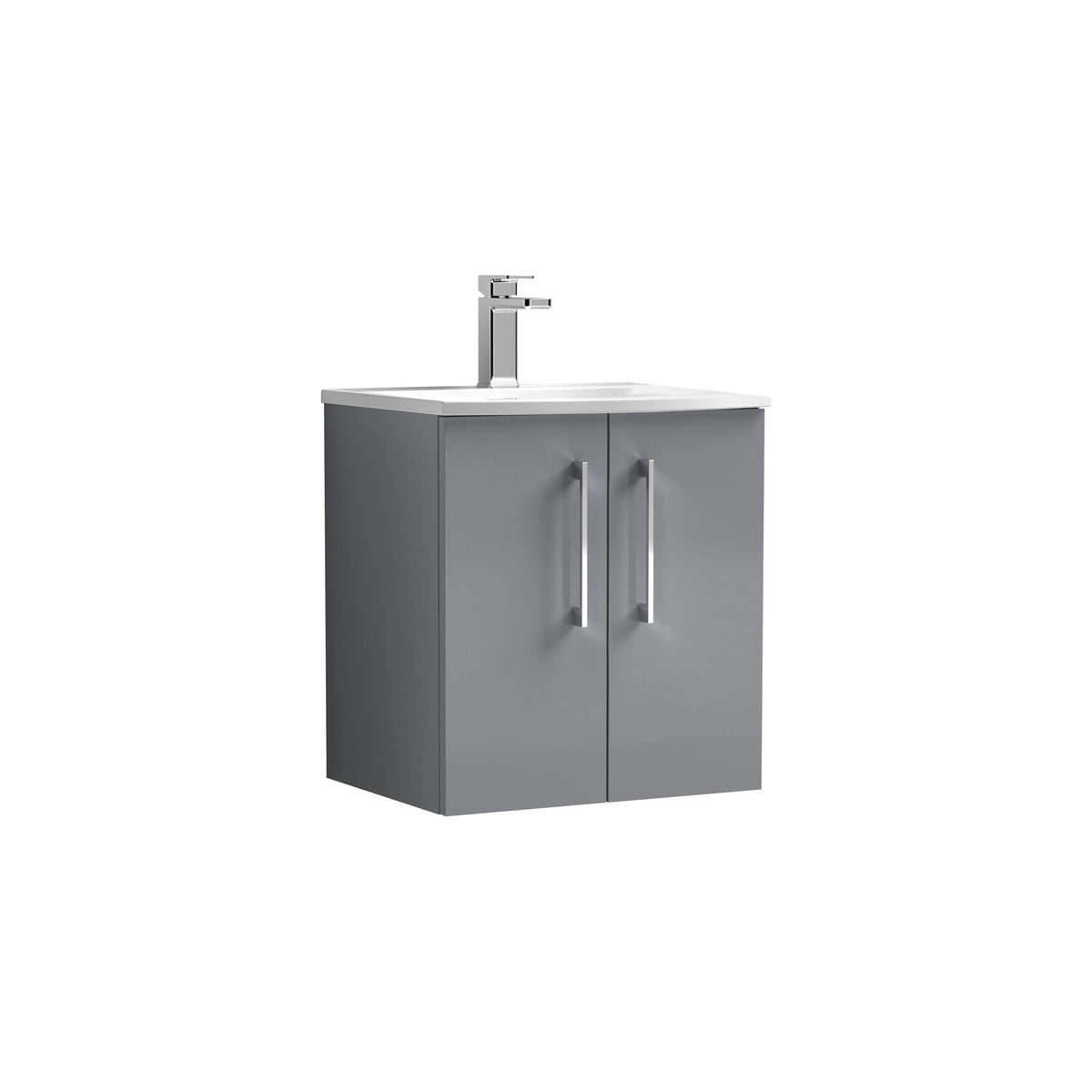 Modern Splash 500mm Satin Grey 2 Door Wall Hung Vanity Unit With Curved Basin