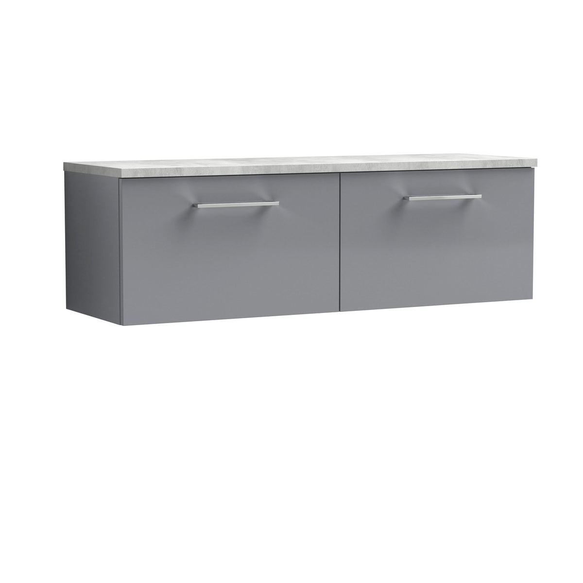 Modern Splash 1200mm Satin Grey 2 Drawer Wall Hung Vanity Unit With Bellato Grey Worktop