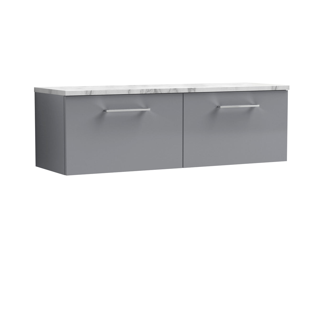Modern Splash 1200mm Satin Grey 2 Drawer Wall Hung Vanity With Carrara Laminate Worktop