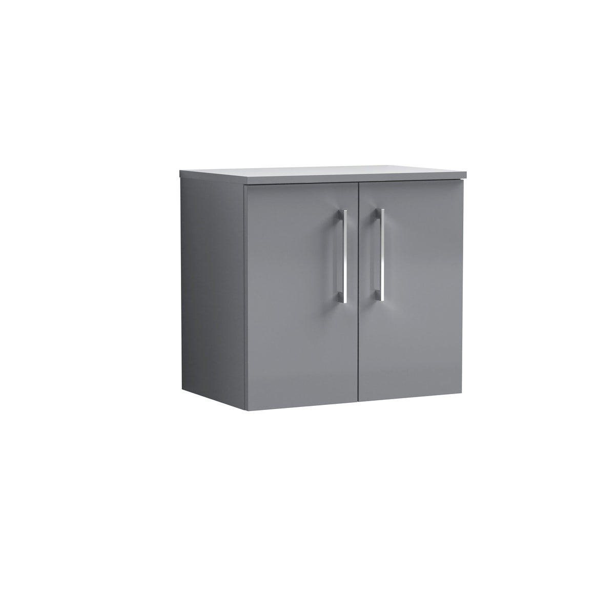 Modern Splash 600mm Satin Grey 2 Door Wall Hung Vanity Unit With Co-ordinating Worktop