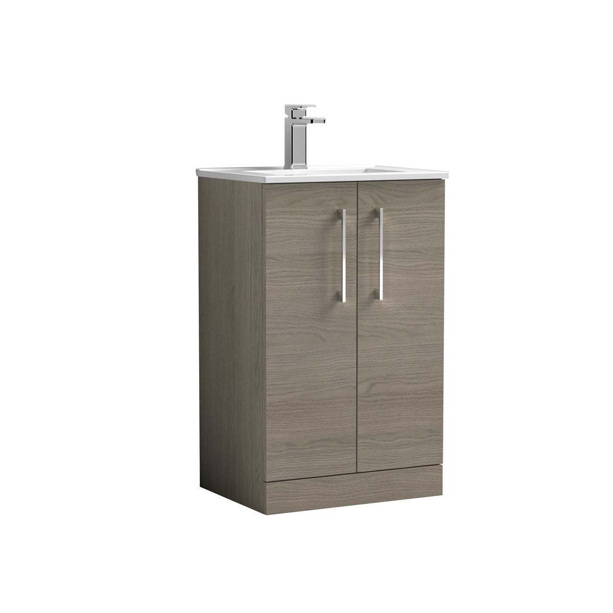 Modern Splash 500mm Solace Oak 2 Door Floor Standing Vanity Unit With Minimalist Basin