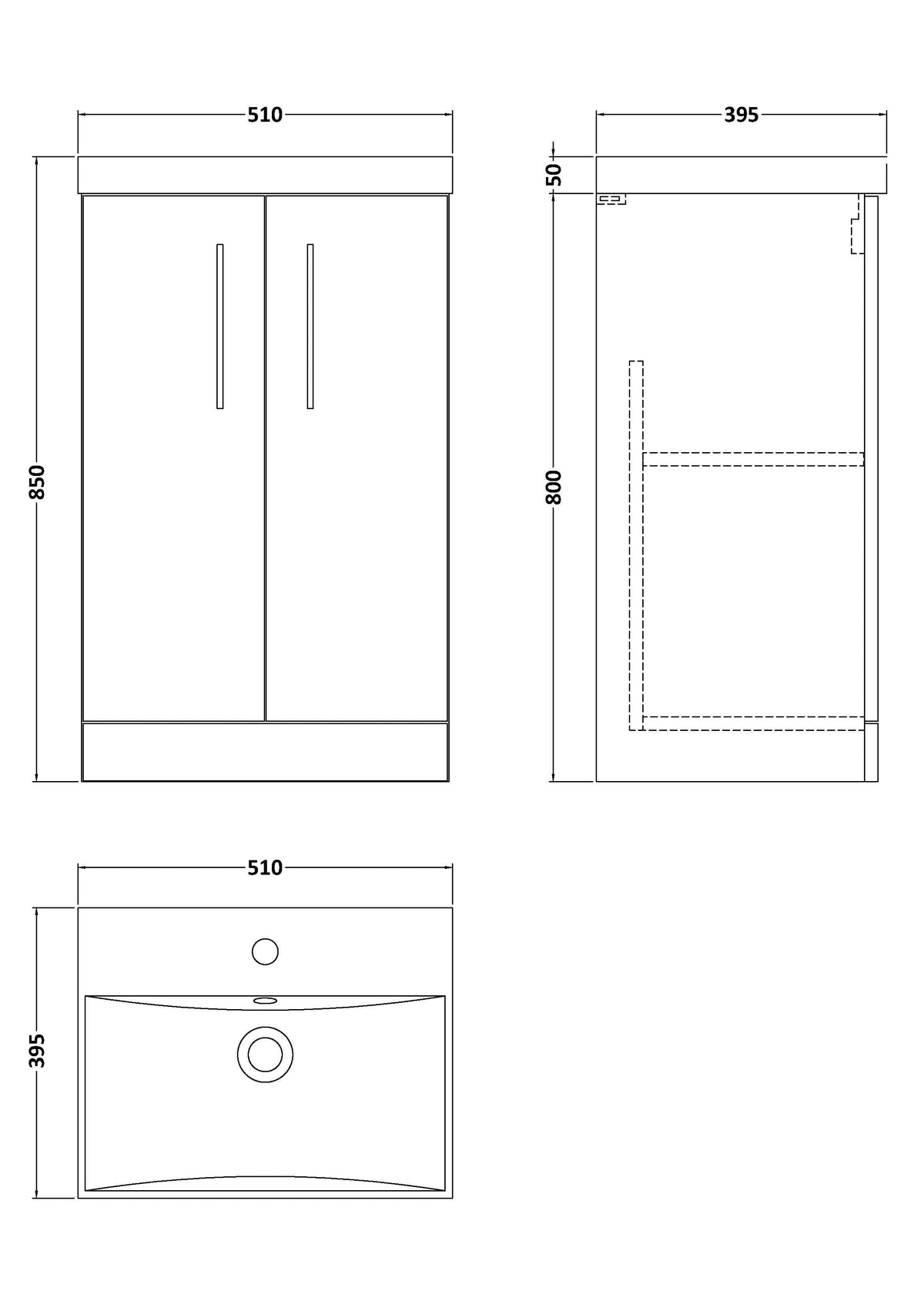 Modern Splash 500mm Solace Oak 2 Door Floor Standing Vanity Unit With Thin Edge Basin