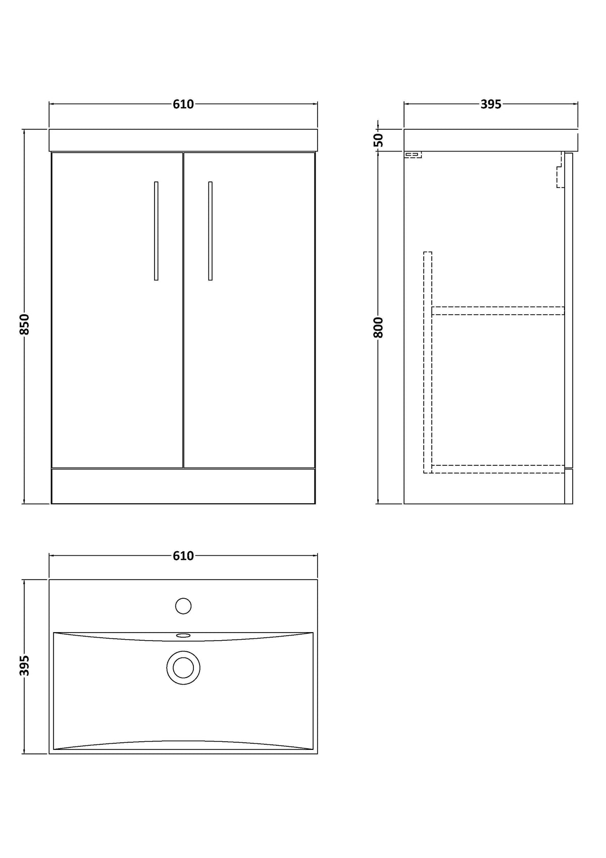 Modern Splash 600mm Solace Oak 2 Door Floor Standing Vanity Unit With Thin Edge Basin