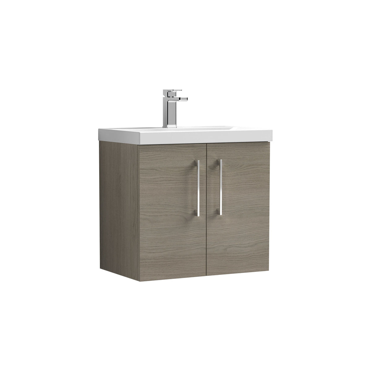 Modern Splash 600mm Solace Oak 2 Door Wall Hung Vanity Unit With Thin Edge Basin