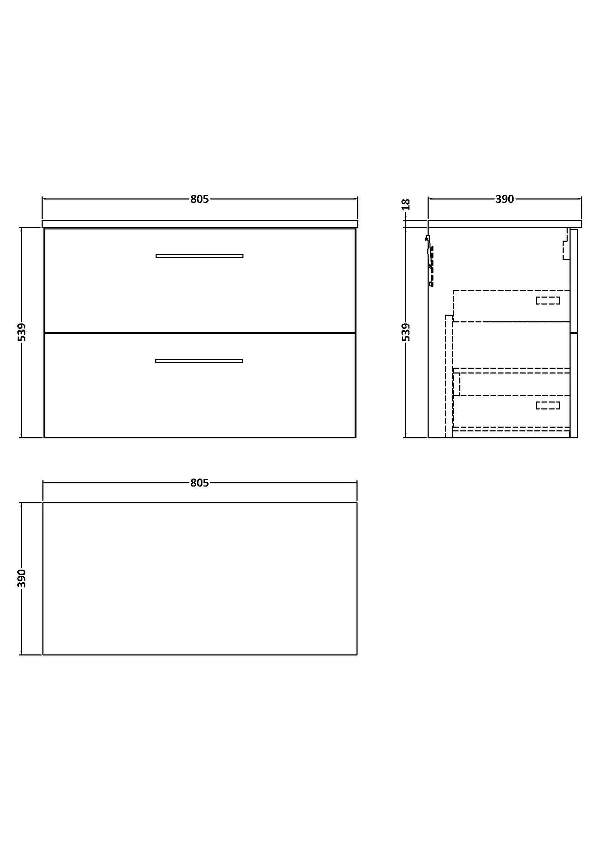 Modern Splash 800mm Solace Oak 2 Drawer Wall Hung Vanity Unit With Co-ordinating Worktop
